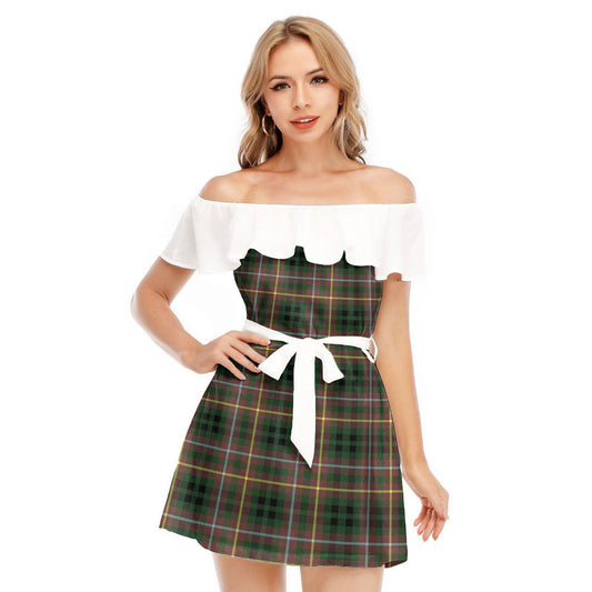 Buchanan Hunting Tartan Plaid Off-shoulder Dress With Ruffle