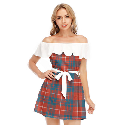 Hamilton Ancient Tartan Plaid Off-shoulder Dress With Ruffle