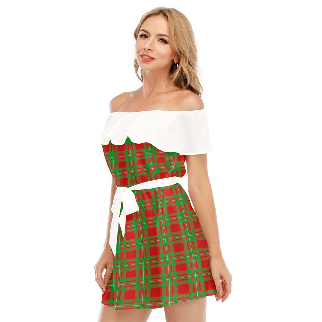 MacGregor Modern Tartan Plaid Off-shoulder Dress With Ruffle