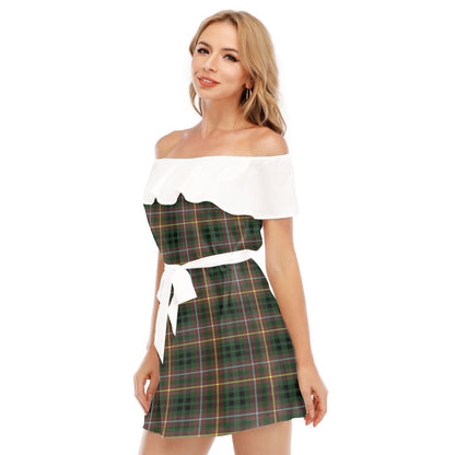 Buchanan Hunting Tartan Plaid Off-shoulder Dress With Ruffle