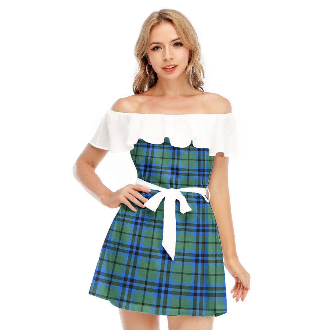 Falconer Tartan Plaid Off-shoulder Dress With Ruffle