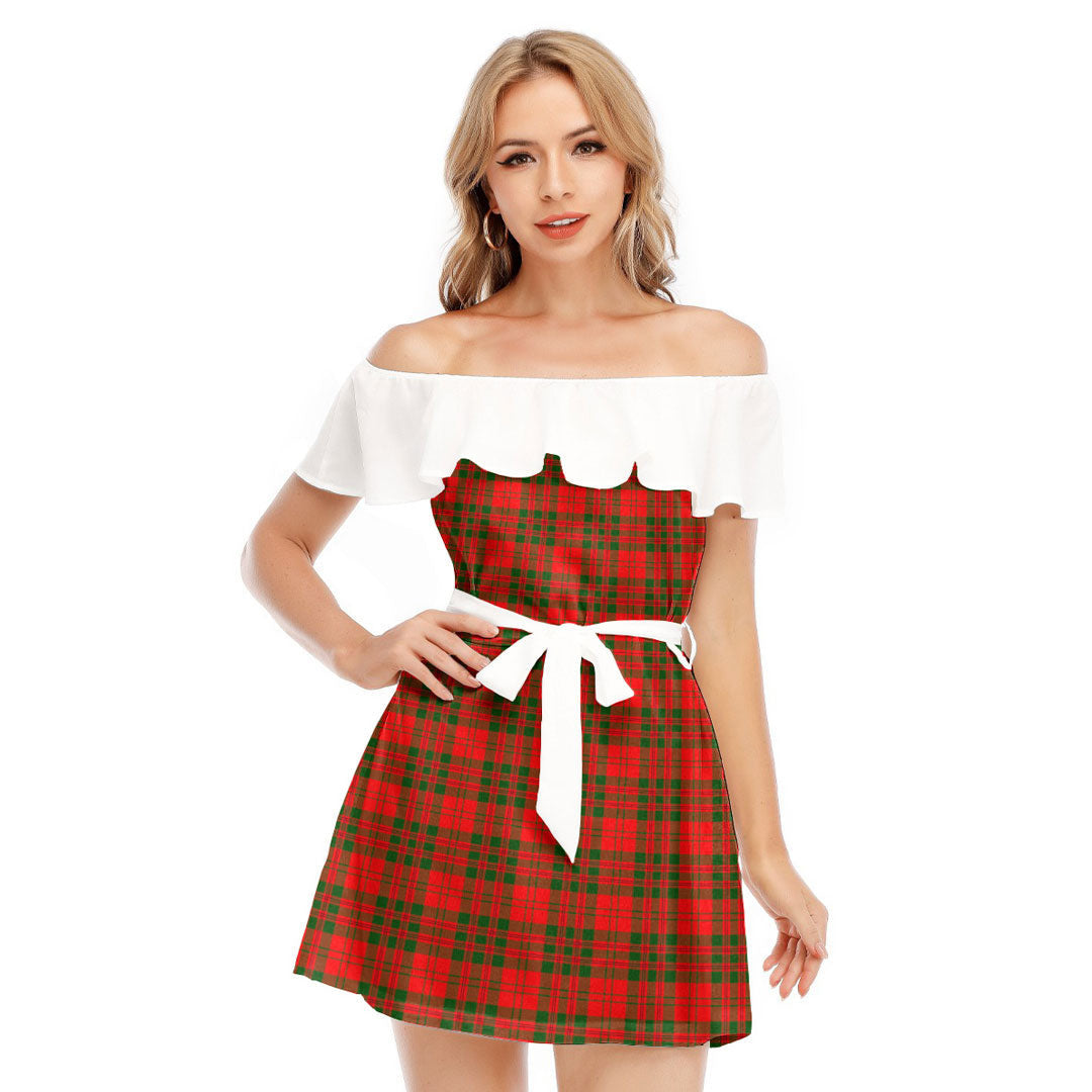 Livingstone Modern Tartan Plaid Off-shoulder Dress With Ruffle