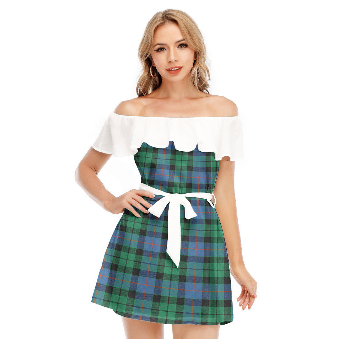 Morrison Ancient Tartan Plaid Off-shoulder Dress With Ruffle