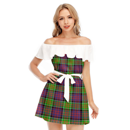 MacDonald of Clanranald Tartan Plaid Off-shoulder Dress With Ruffle