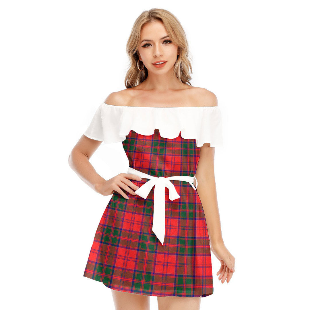 Drummond Modern Tartan Plaid Off-shoulder Dress With Ruffle