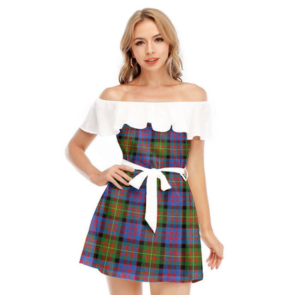 Carnegie Ancient Tartan Plaid Off-shoulder Dress With Ruffle