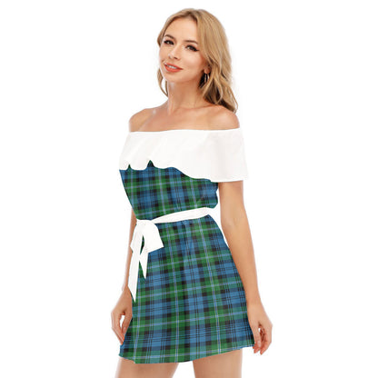 Lyon Clan Tartan Plaid Off-shoulder Dress With Ruffle