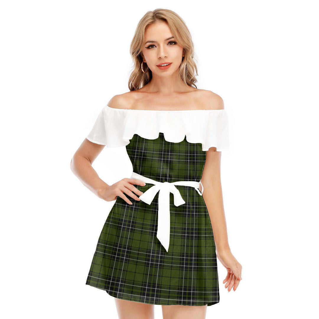 MacLean Hunting Tartan Plaid Off-shoulder Dress With Ruffle