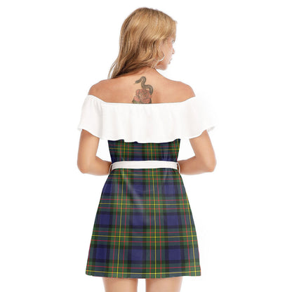 MacLaren Modern Tartan Plaid Off-shoulder Dress With Ruffle