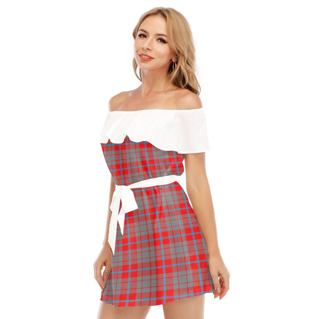 Moubray Tartan Plaid Off-shoulder Dress With Ruffle