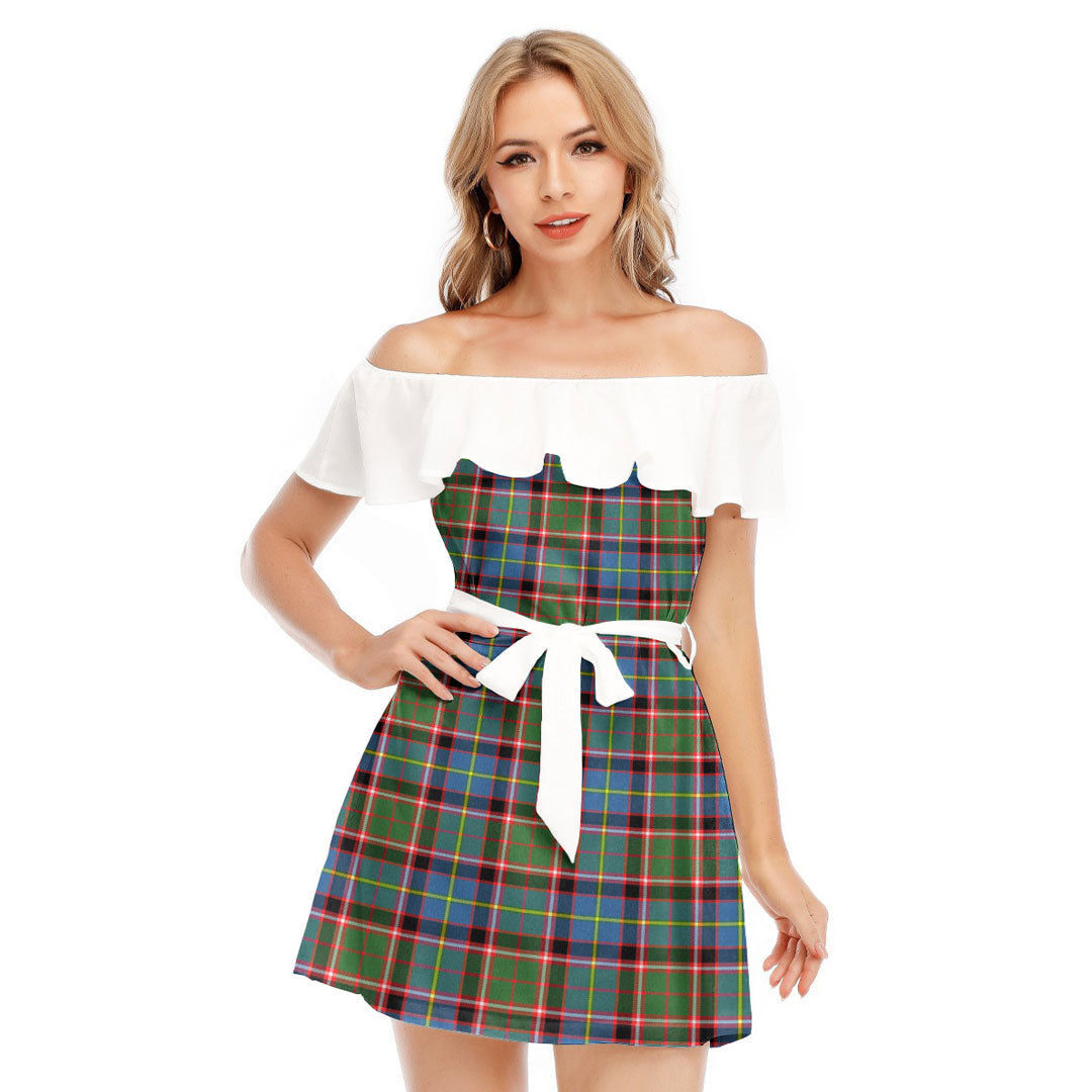 Stirling Bannockburn District Tartan Plaid Off-shoulder Dress With Ruffle