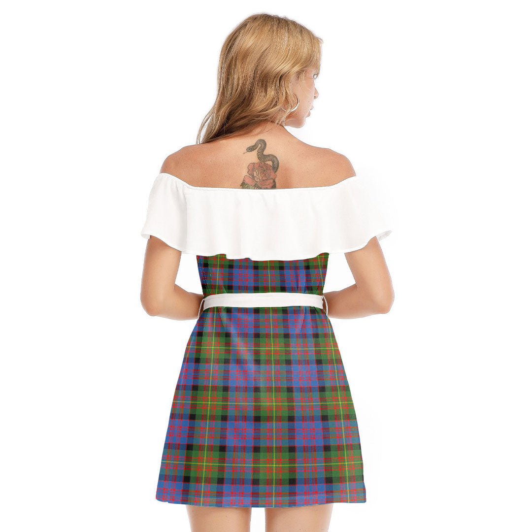 Carnegie Ancient Tartan Plaid Off-shoulder Dress With Ruffle