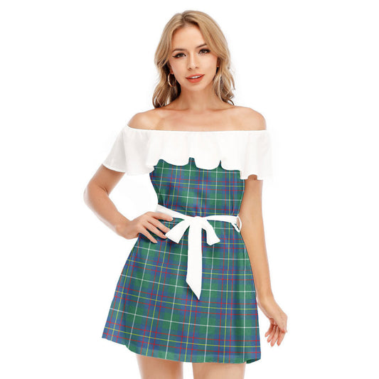 Inglis Ancient Tartan Plaid Off-shoulder Dress With Ruffle