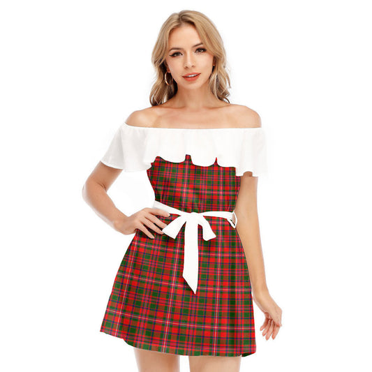 MacKinnon Modern Tartan Plaid Off-shoulder Dress With Ruffle