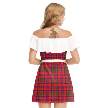 Murray of Tulloch Modern Tartan Plaid Off-shoulder Dress With Ruffle