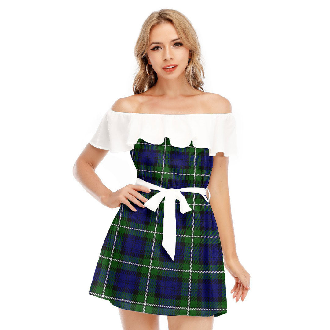 Forbes Modern Tartan Plaid Off-shoulder Dress With Ruffle