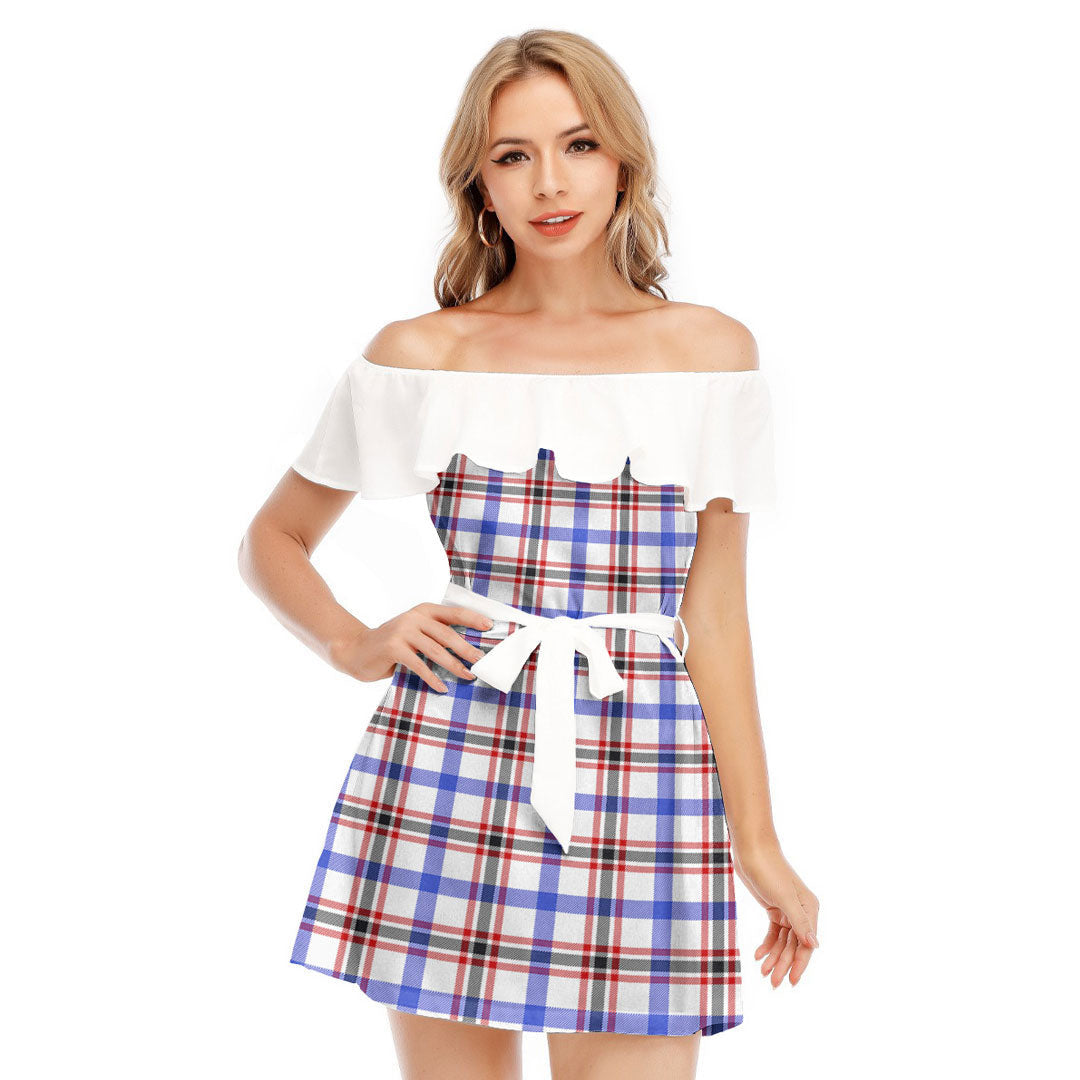 Boswell Modern Tartan Plaid Off-shoulder Dress With Ruffle