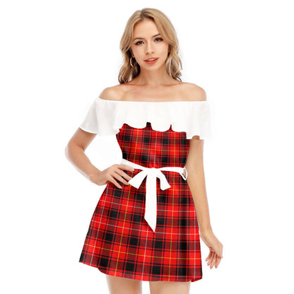 MacIver Modern Tartan Plaid Off-shoulder Dress With Ruffle