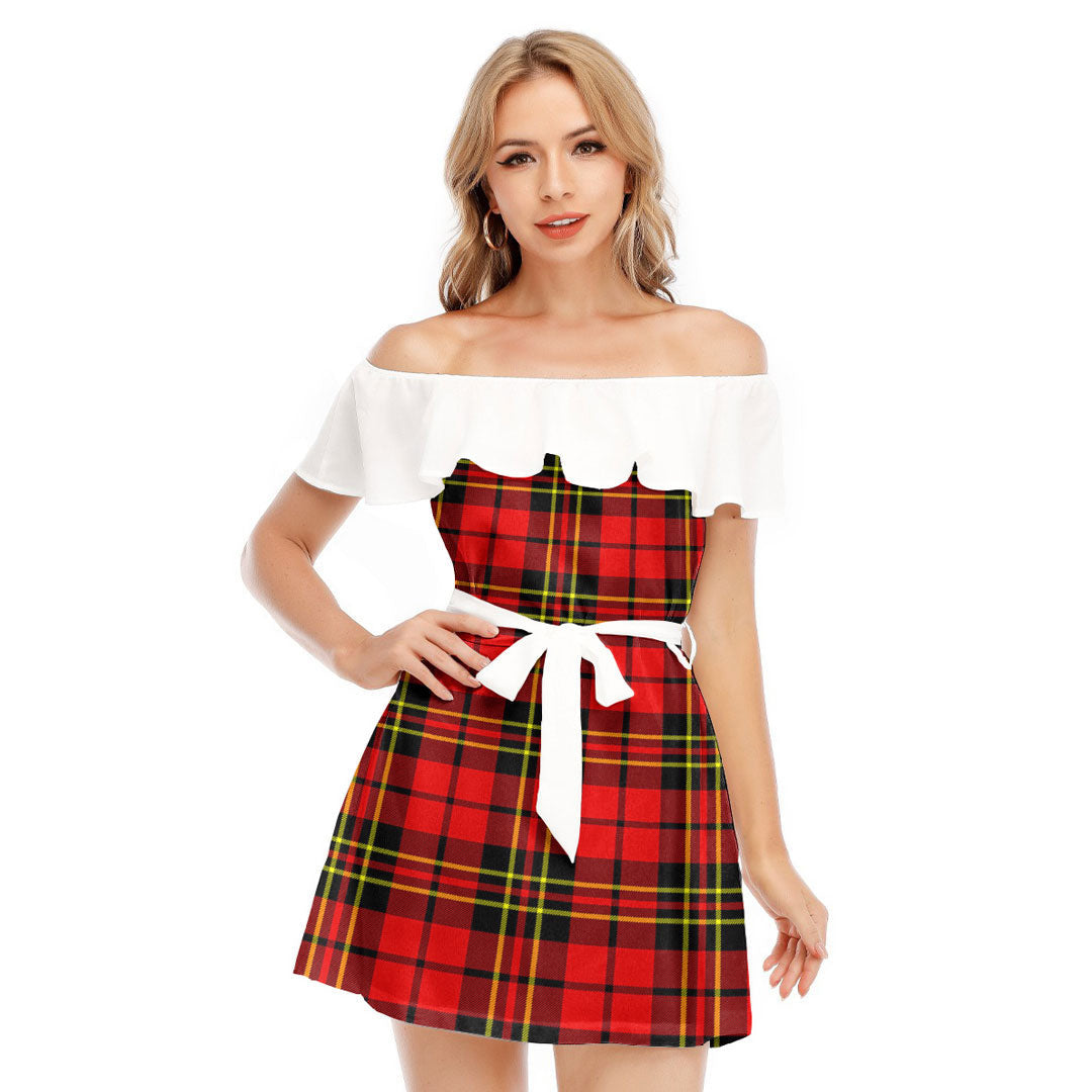 Brodie Modern Tartan Plaid Off-shoulder Dress With Ruffle