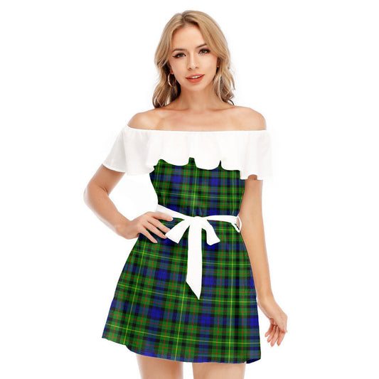 Rollo Modern Tartan Plaid Off-shoulder Dress With Ruffle