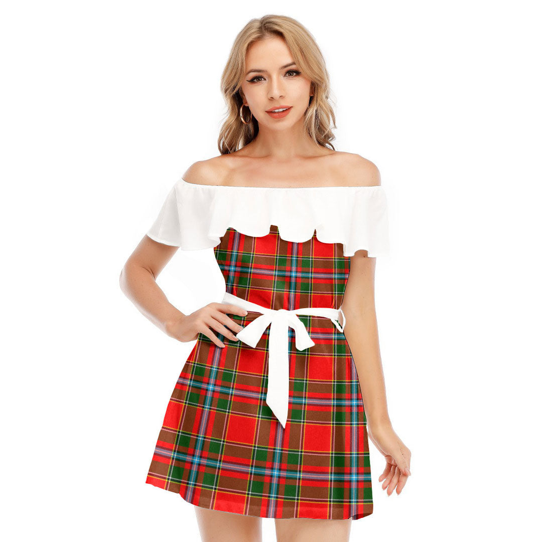 Drummond of Perth Tartan Plaid Off-shoulder Dress With Ruffle