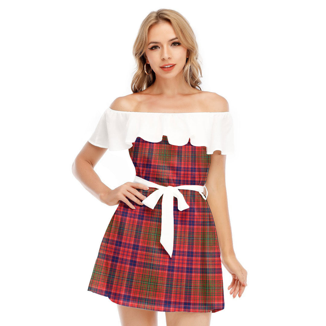 Lumsden Modern Tartan Plaid Off-shoulder Dress With Ruffle