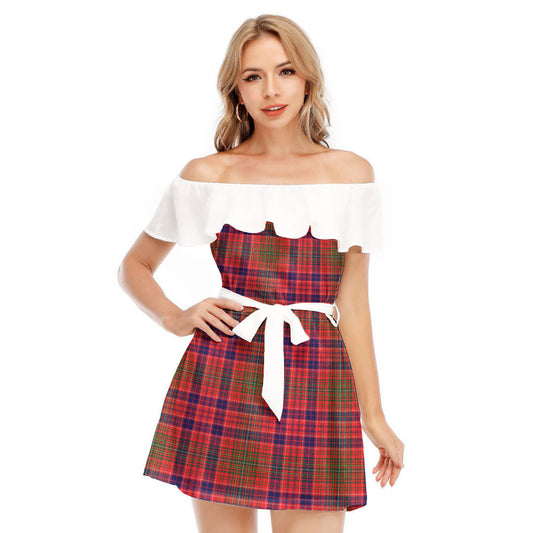 Lumsden Modern Tartan Plaid Off-shoulder Dress With Ruffle