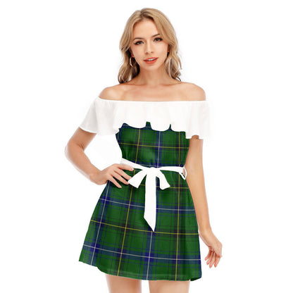 Henderson Modern Tartan Plaid Off-shoulder Dress With Ruffle