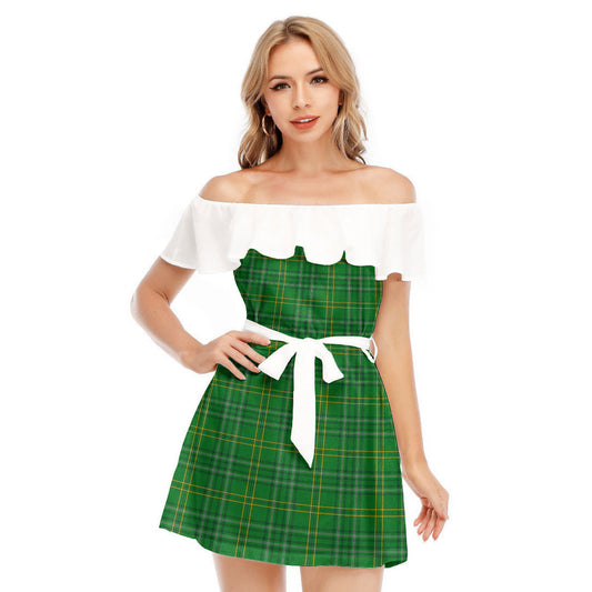 Wexford County Tartan Plaid Off-shoulder Dress With Ruffle