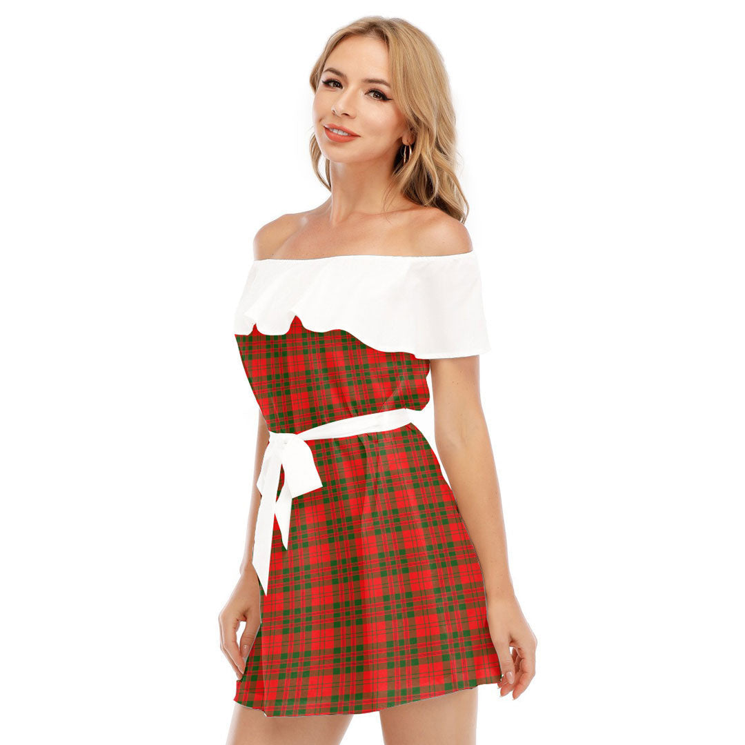 Livingstone Modern Tartan Plaid Off-shoulder Dress With Ruffle