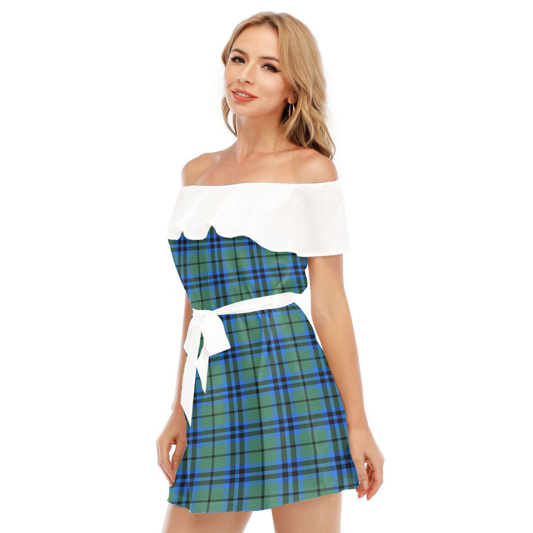 Falconer Tartan Plaid Off-shoulder Dress With Ruffle