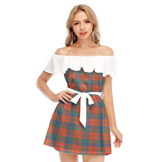 Robertson Ancient Tartan Plaid Off-shoulder Dress With Ruffle