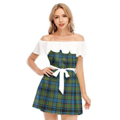 Gillies Ancient Tartan Plaid Off-shoulder Dress With Ruffle