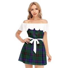 Davidson Modern Tartan Plaid Off-shoulder Dress With Ruffle