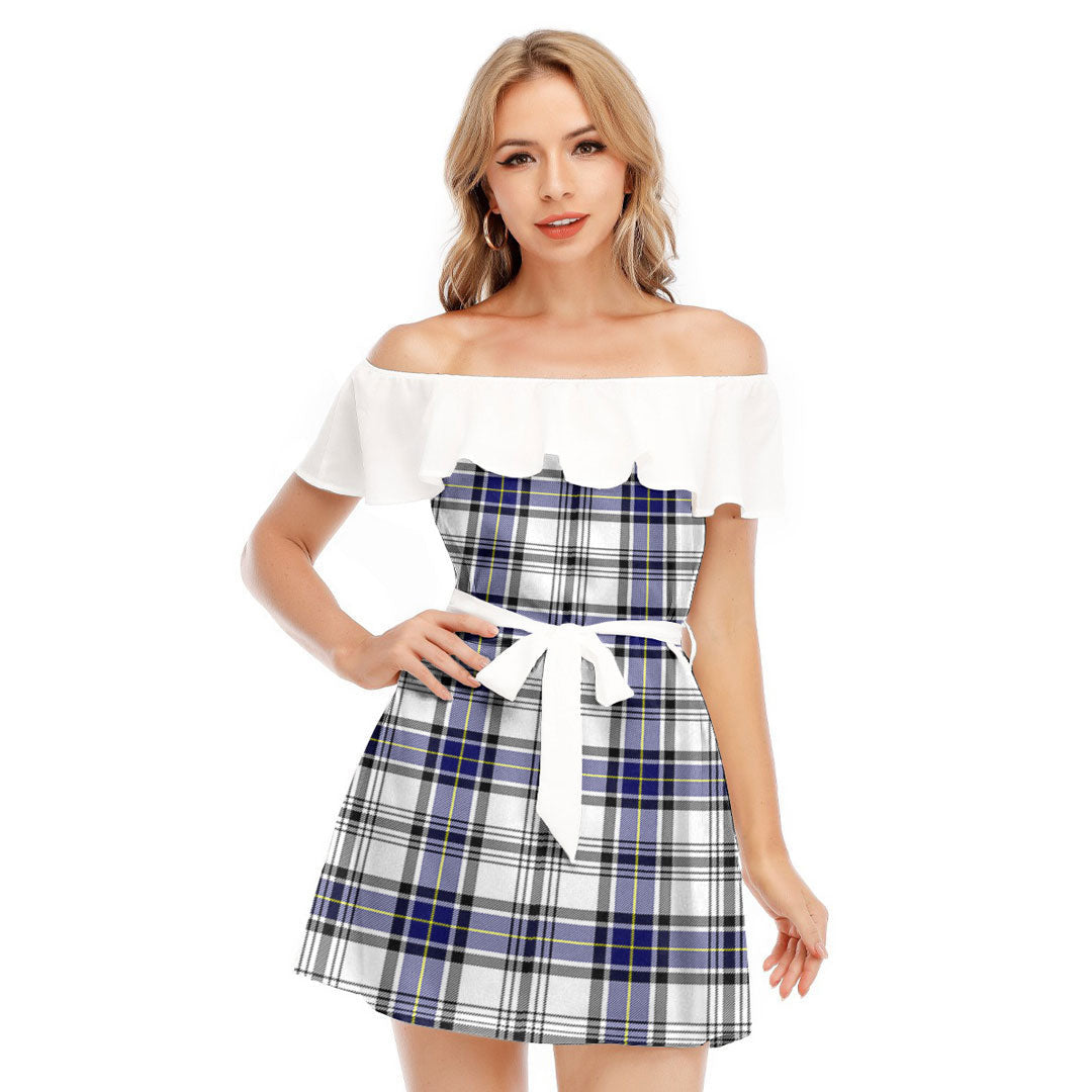 Hannay Modern Tartan Plaid Off-shoulder Dress With Ruffle