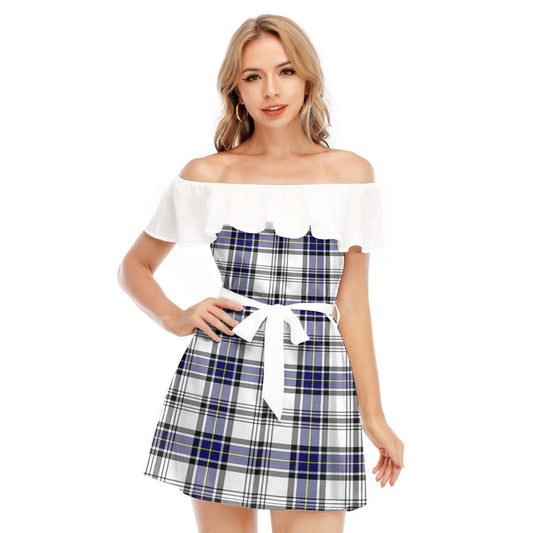 Hannay Modern Tartan Plaid Off-shoulder Dress With Ruffle