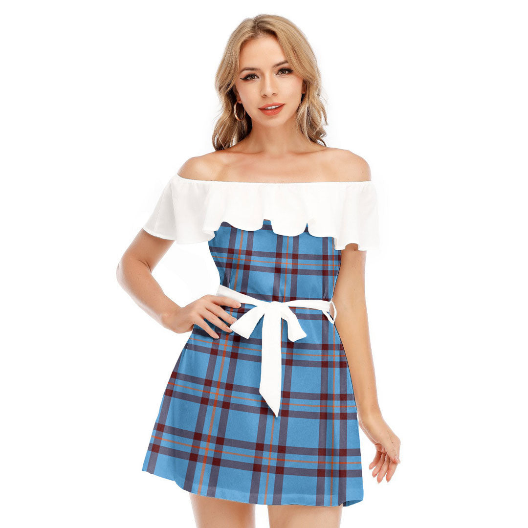 Elliot Ancient Tartan Plaid Off-shoulder Dress With Ruffle