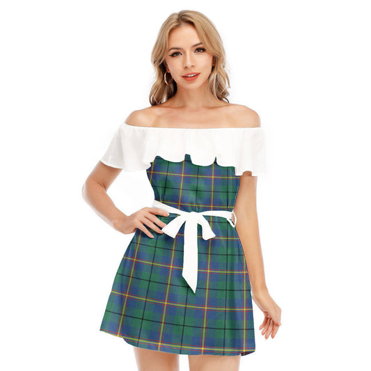 Carmichael Ancient Tartan Plaid Off-shoulder Dress With Ruffle