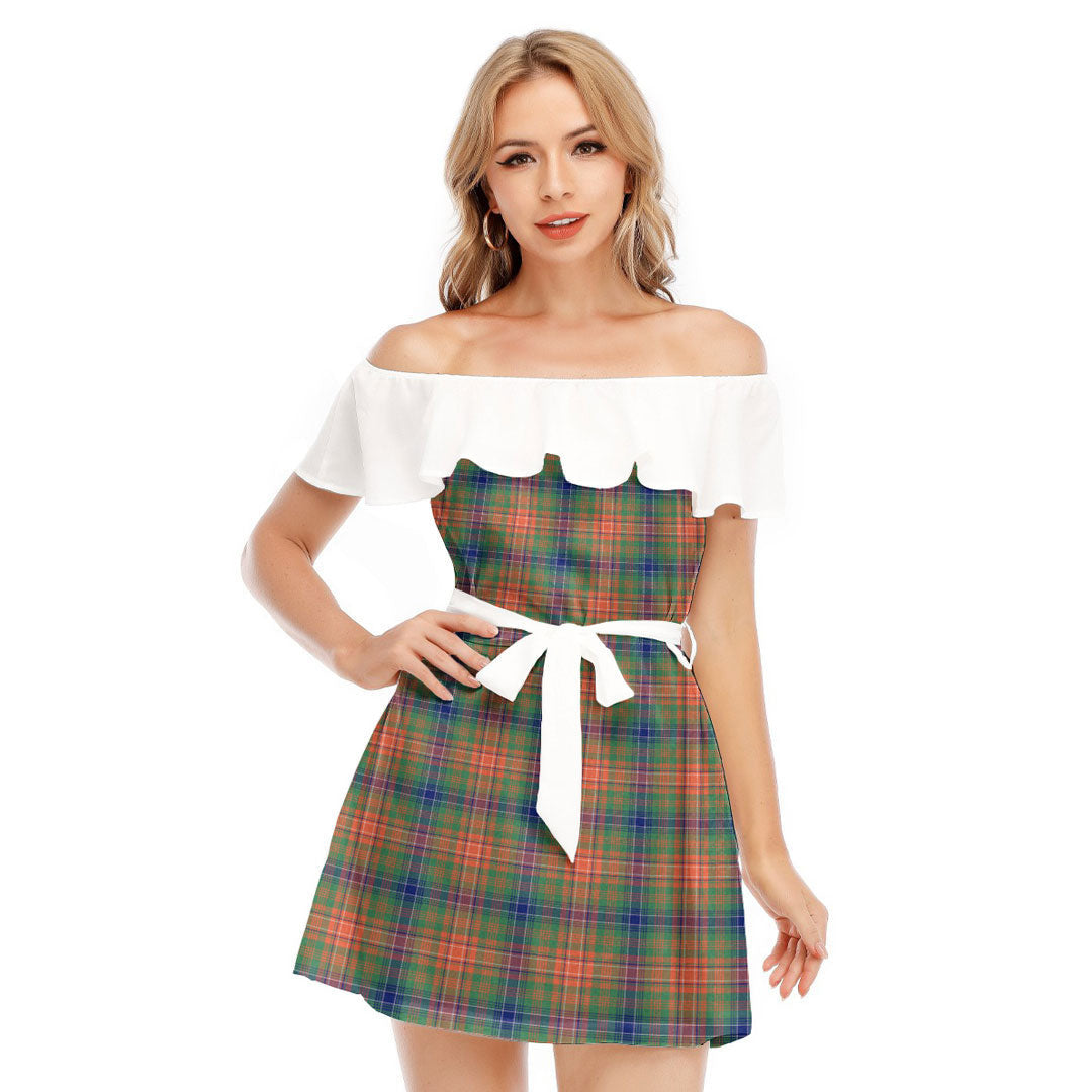 Wilson Ancient Tartan Plaid Off-shoulder Dress With Ruffle