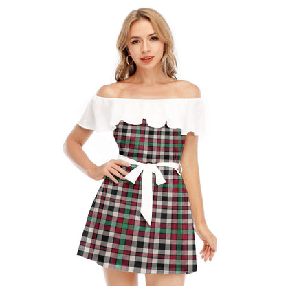 Borthwick Dress Ancient Tartan Plaid Off-shoulder Dress With Ruffle