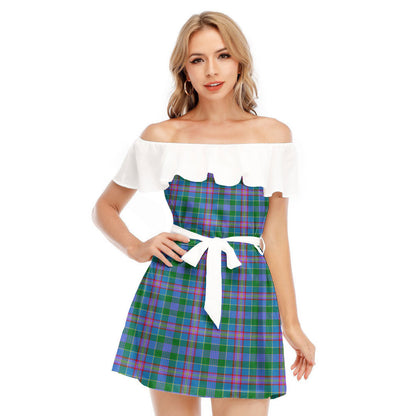 Pitcairn Hunting Tartan Plaid Off-shoulder Dress With Ruffle