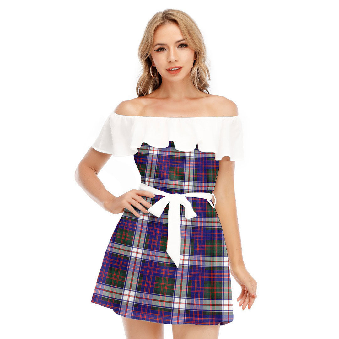 MacDonald Dress Modern Tartan Plaid Off-shoulder Dress With Ruffle