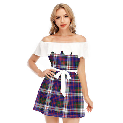 MacDonald Dress Modern Tartan Plaid Off-shoulder Dress With Ruffle