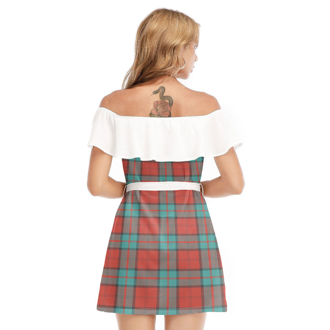 Dunbar Ancient Tartan Plaid Off-shoulder Dress With Ruffle