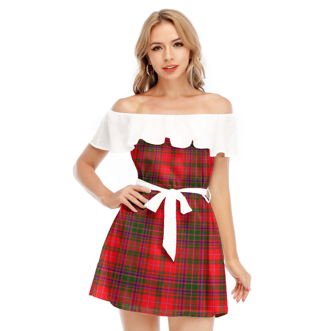 MacDougall Modern Tartan Plaid Off-shoulder Dress With Ruffle