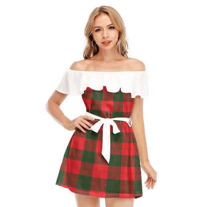 Erskine Modern Tartan Plaid Off-shoulder Dress With Ruffle