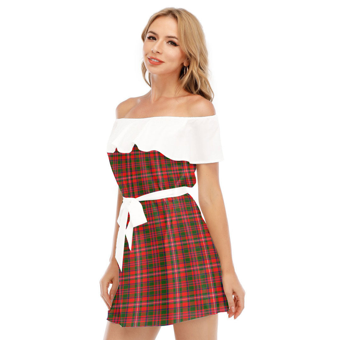 MacKinnon Modern Tartan Plaid Off-shoulder Dress With Ruffle