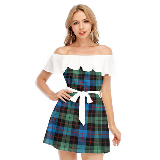 Guthrie Ancient Tartan Plaid Off-shoulder Dress With Ruffle