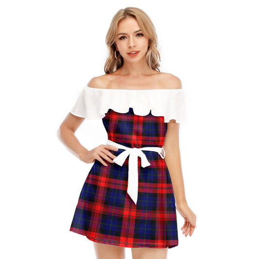 MacLachlan Modern Tartan Plaid Off-shoulder Dress With Ruffle