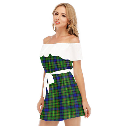 Rollo Modern Tartan Plaid Off-shoulder Dress With Ruffle